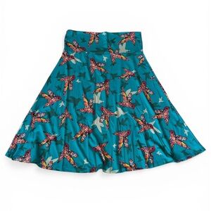 LuLaRoe Teal Bird Print Azure Skirt